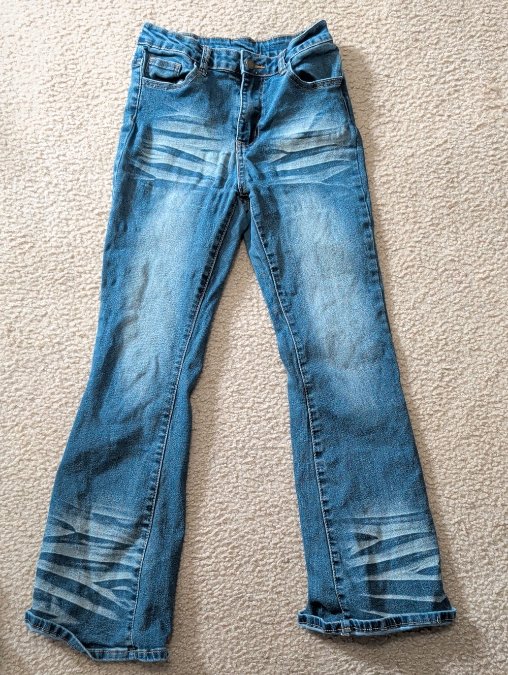 SHEIN Blue Flared Women's Jeans with Faded Detailing